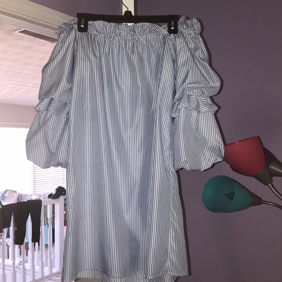 Rue21 Dresses & Skirts - Blue and white Off the shoulder dress!